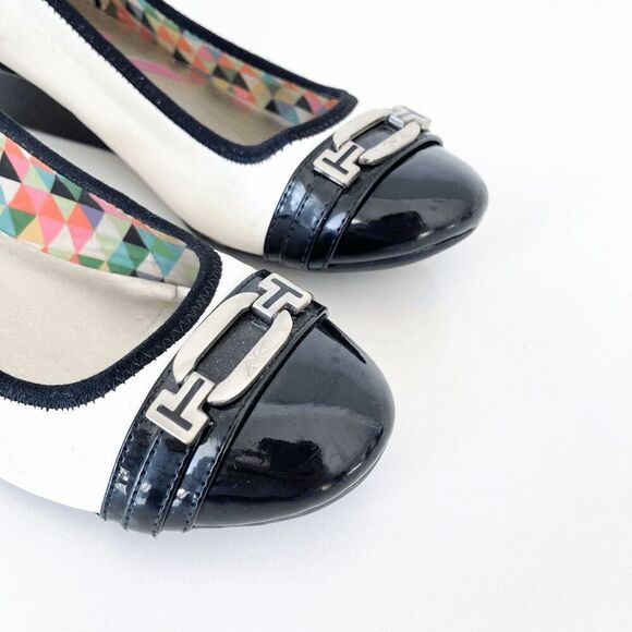 Anne Klein Sport Womens Colorblock Wedge Heel Durrell Pumps Black White Size 8M - Picture 10 of 10